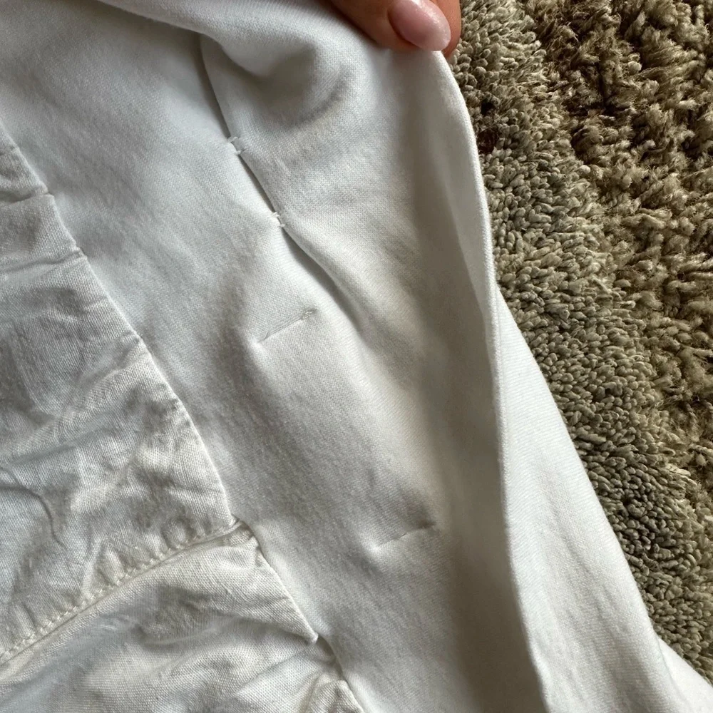Maternity white Linen wide leg pants size 6 fold over waistband Beach Summer - Picture 2 of 6